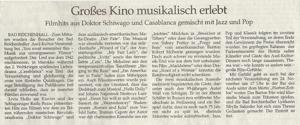 Gro�es Kino musiklaisch erlebt